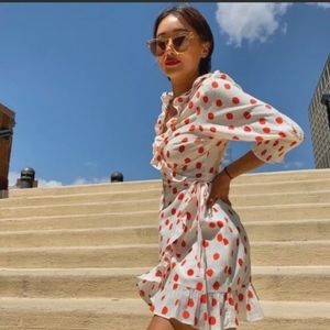 RIXO for Target Polka Dot Puff Sleeve Ruffle Wrap